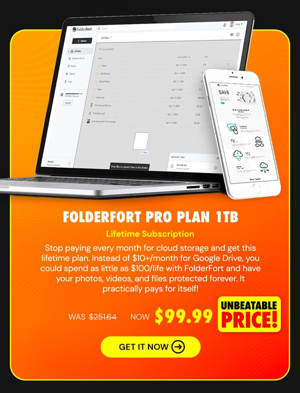 FolderFort 1TB Storage Pro Plan: Lifetime Subscription