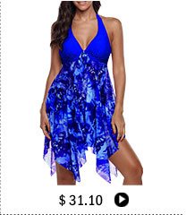 Halter Royal Blue Asymmetric Hem Swimdress and Panty