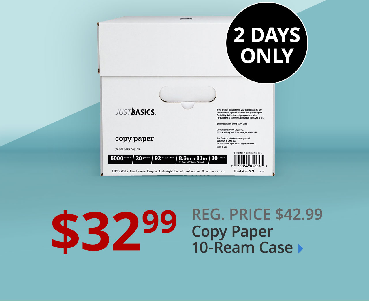 Just Basics 10-ream case paper only $32.99