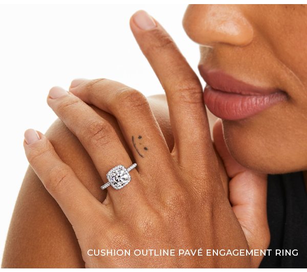 Cushion Outline Pavé Engagement Ring