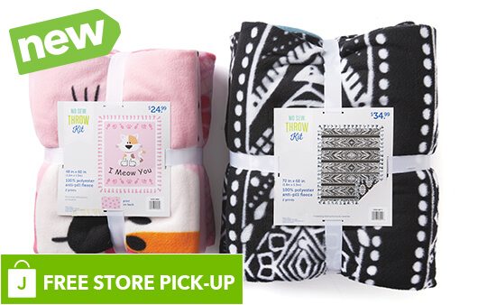 Image of 48 inch and 72 inch No-Sew Fleece Throw Kits.