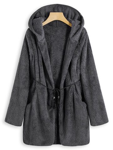 Casual Long Sleeve Plush Coat