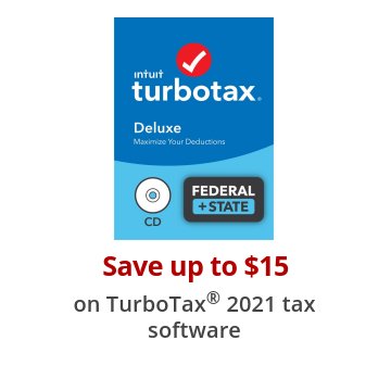 Save up to $15 on TurboTax® 2021 tax software 