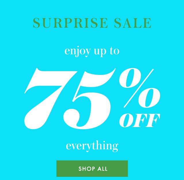 surprise sale enjoy up to 75% off everything. SHOP ALL