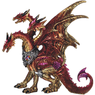 Three-Headed Red Dragon Statue