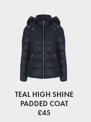 Teal high shine padded coat