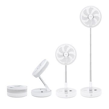 BlitzWolf® BW-F1 Folding Fan USB Desktop Fan with Remote Control 12 inches Pedestal Fan 8 Wind Speeds 7200mAh Battery 7 Large Blades Adjustable Height 5m Air Supply Distance for Home Bedroom Livingroom Office Outdoor