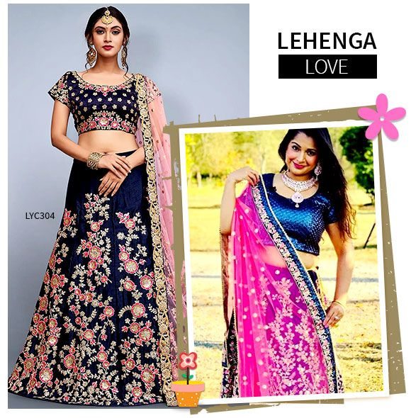 Choose from magnificent array of Blue Lehengas. Buy!