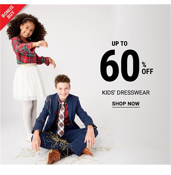 Bonus Buy! Up to 60% off Kids' Dresswear - Shop Now