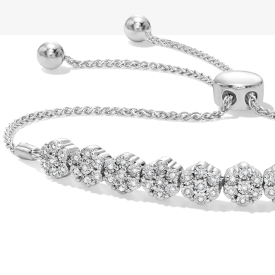 Diamond Bolo Bracelet 1/5 ct tw Round-cut Sterling Silver