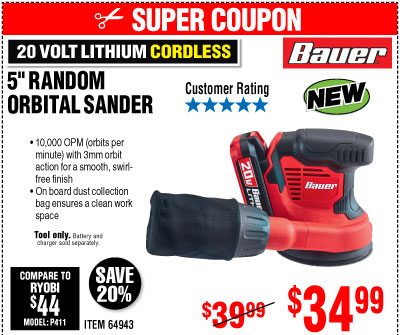 View 20V Hypermax™ Lithium 5 in. Random Orbital Sander - Tool Only