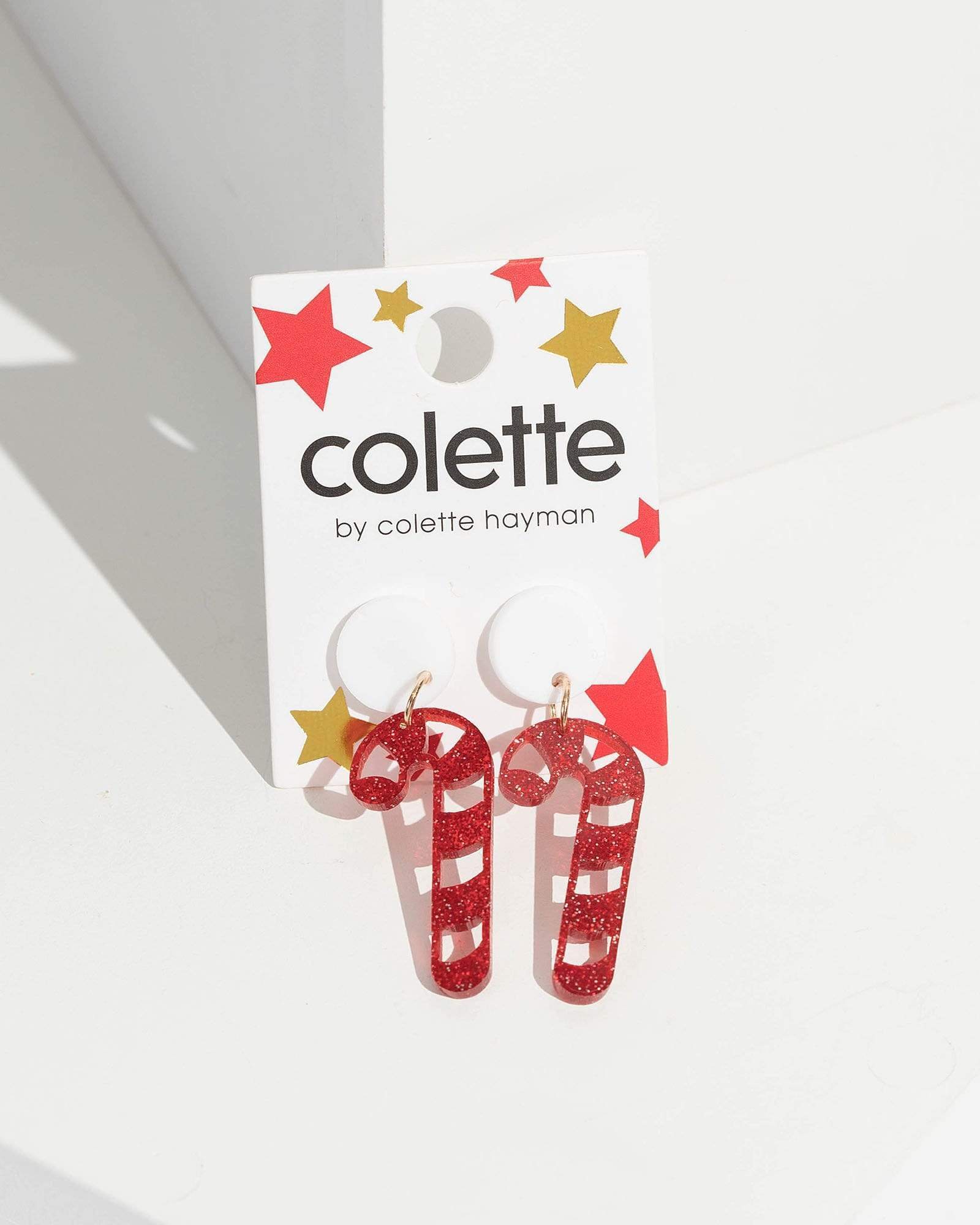 Image of Red Acrylic Candy Cane Earrings