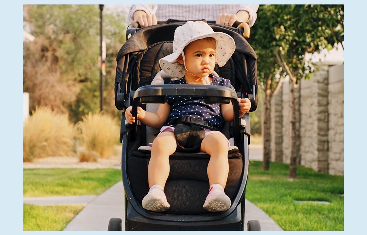 baby on stroller