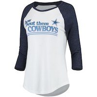 Women's Dallas Cowboys White/Navy Gradient Tri-Blend Long Sleeve Raglan T-Shirt