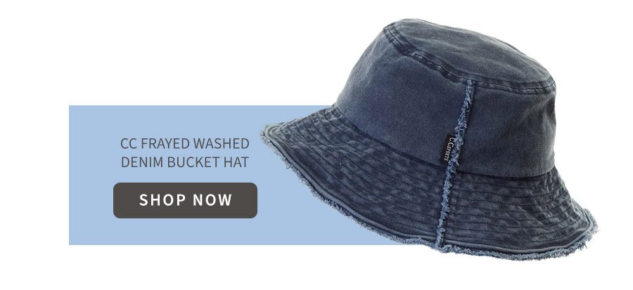 CC Frayed Washed Denim Bucket Hat 