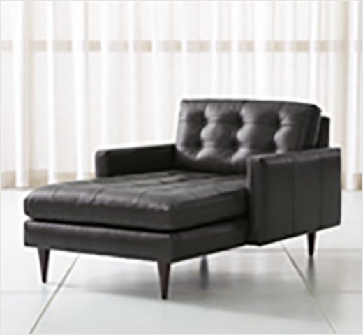 Petrie Leather Midcentury Chaise Lounge