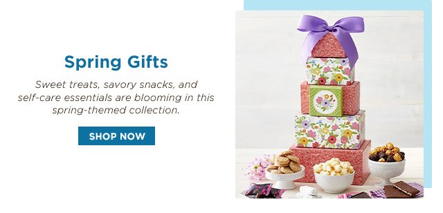 Spring Gifts - Sweet treats, savory snacks, and self-care essentials are blooming in this spring-themed collection.