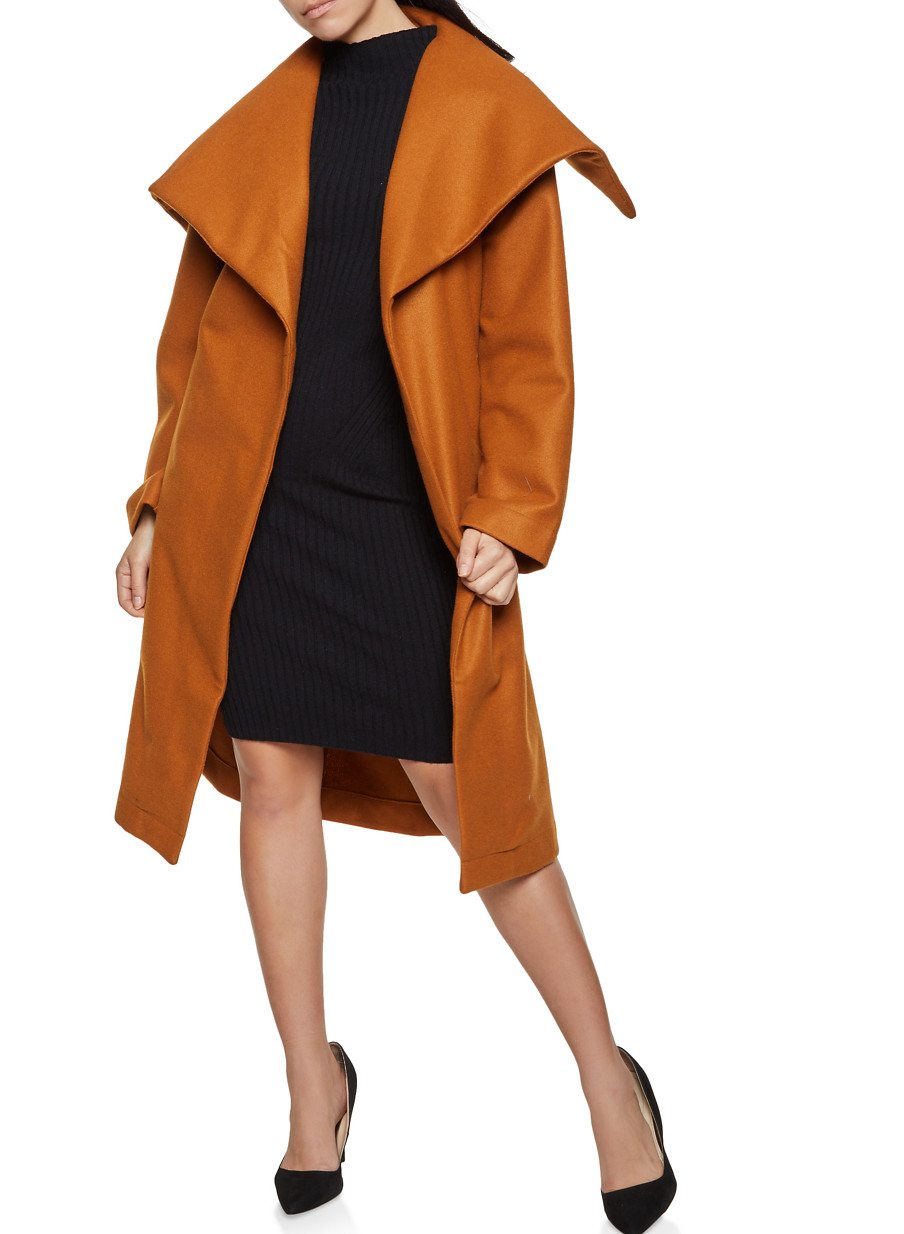 Basic Tie Waist Wrap Coat