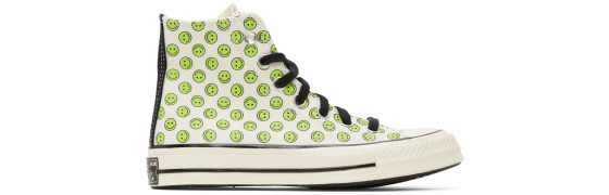 Converse - Off White And Green Happy Camper Chuck 70 High Sneakers