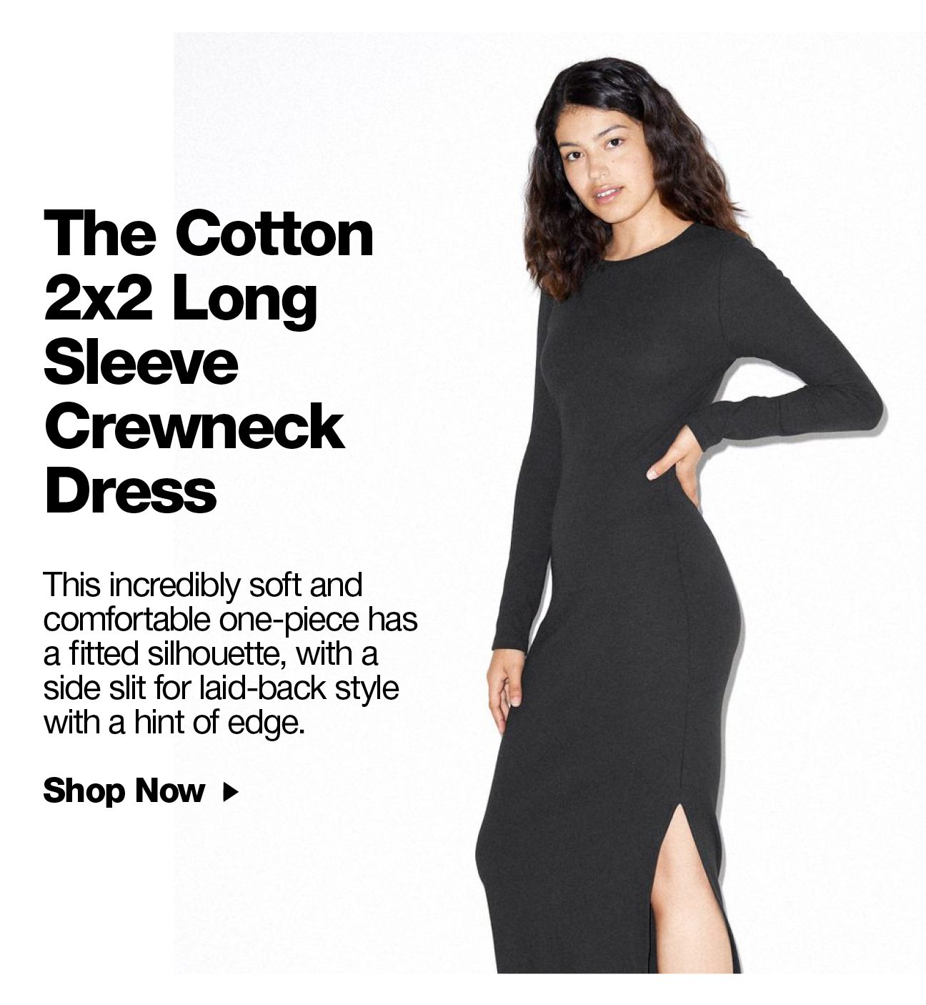 Cotton 2x2 Long Sleeve Crewneck Dress