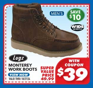 Lugz Monterey Steel Toe Men's Wide Work Boots