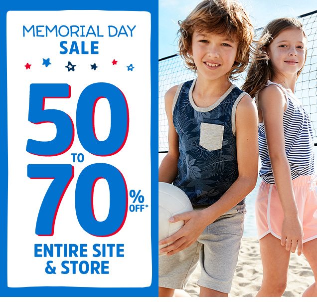 Memorial Day Sale | 50 to 70% off* entire site & store