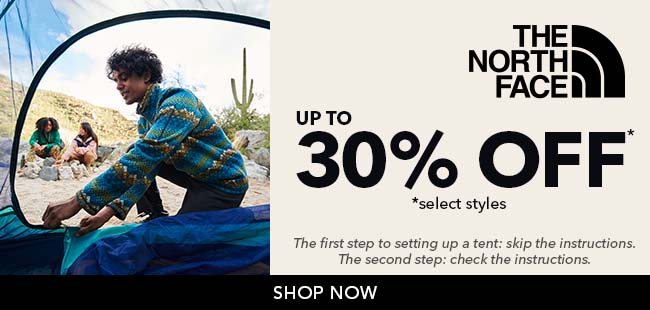 The North Face -- up to 30% off.