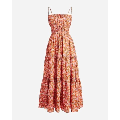Tiered tie-front cover-up dress in brilliant blooms