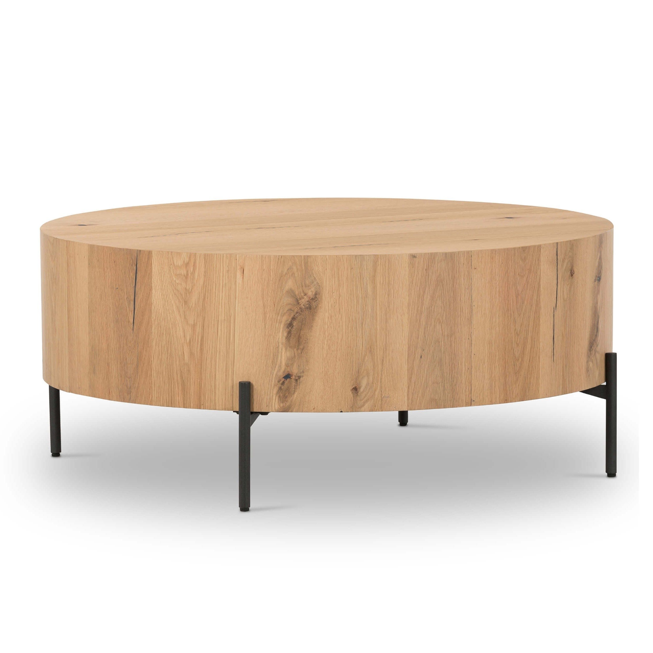 Eaton Drum Coffee Table, Light Oak Resin