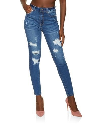 WAX Distressed High Waisted Skinny Jeans