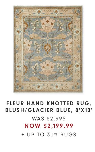 FLEUR HAND KNOTTED RUG, BLUSH/GLACIER BLUE, 8'X10'- WAS $2,995 - NOW $2,199.99 + UP TO 30% RUGS