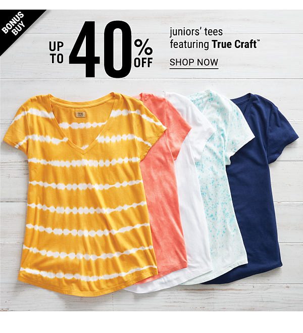 Bonus Buy! Up to 40% off Juniors' Tees featuring True Craft - Shop Now