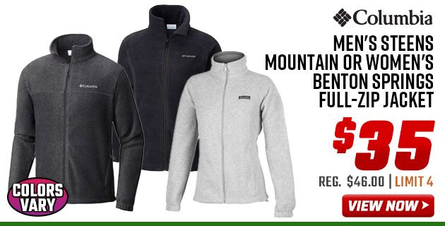 Columbia Men's Steens Mountain or Women's Benton Springs Full-Zip Jacket