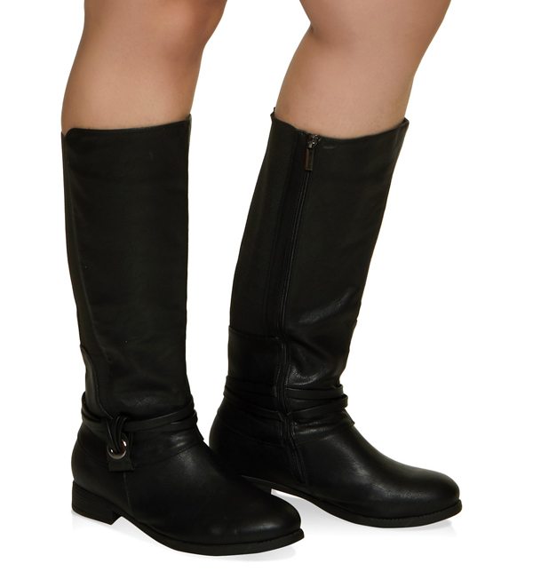 Gore Detail Tall Wide Calf Boots