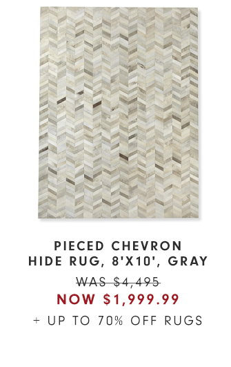 PIECED CHEVRON HIDE RUG, 8'X10', GRAY - WAS $4,495 - NOW $1,999.99 + UP TO 70% OFF RUGS 