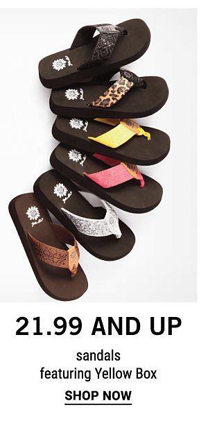 $21.99 and up sandals featuring Yellow Box. Shop Now.