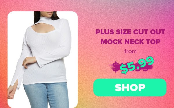 Plus Size Cut Out Mock Neck Top