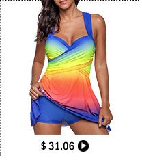 Criss Cross Back Gradient Print Swimdress and Shorts