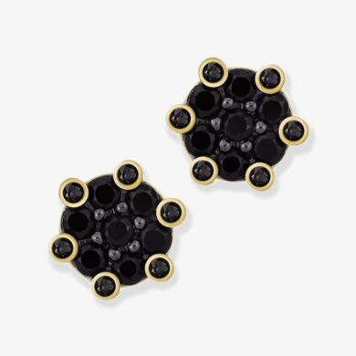 Men's Black Diamond Stud Earrings 1 ct tw 10K Yellow Gold