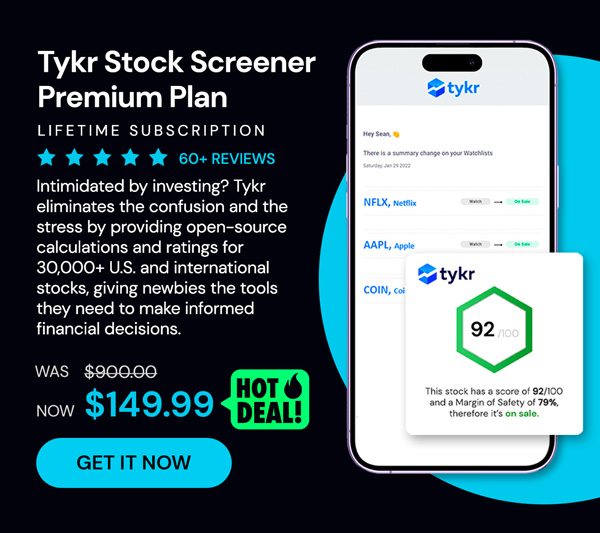 Tykr Stock Screener: Premium Plan Lifetime Subscription