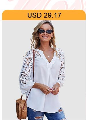 Lace Panel Split Neck Side Slit Blouse 