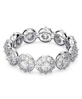 Una Angelic ring, Round cut, White, Rhodium plated