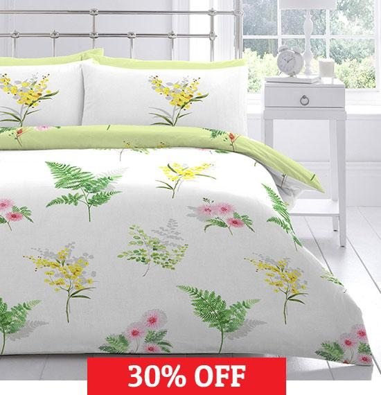 Mimosa Reversible Floral Duvet Cover and Pillowcase Set