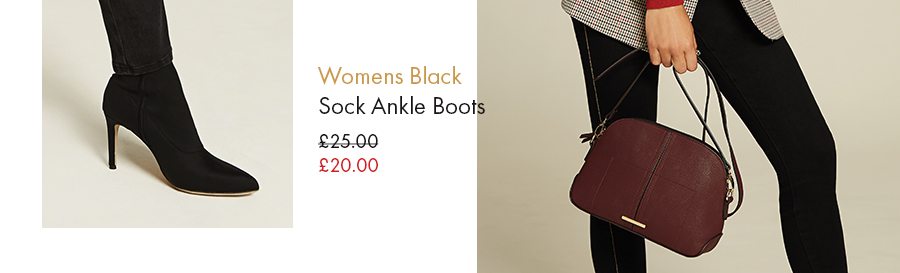 Womens Black Sock Ankle Boots