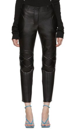 Bottega Veneta - Black Leather Biker Trousers