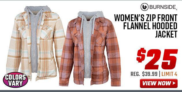 Burnside Women's Zip Front Flannel Hooded Jacket