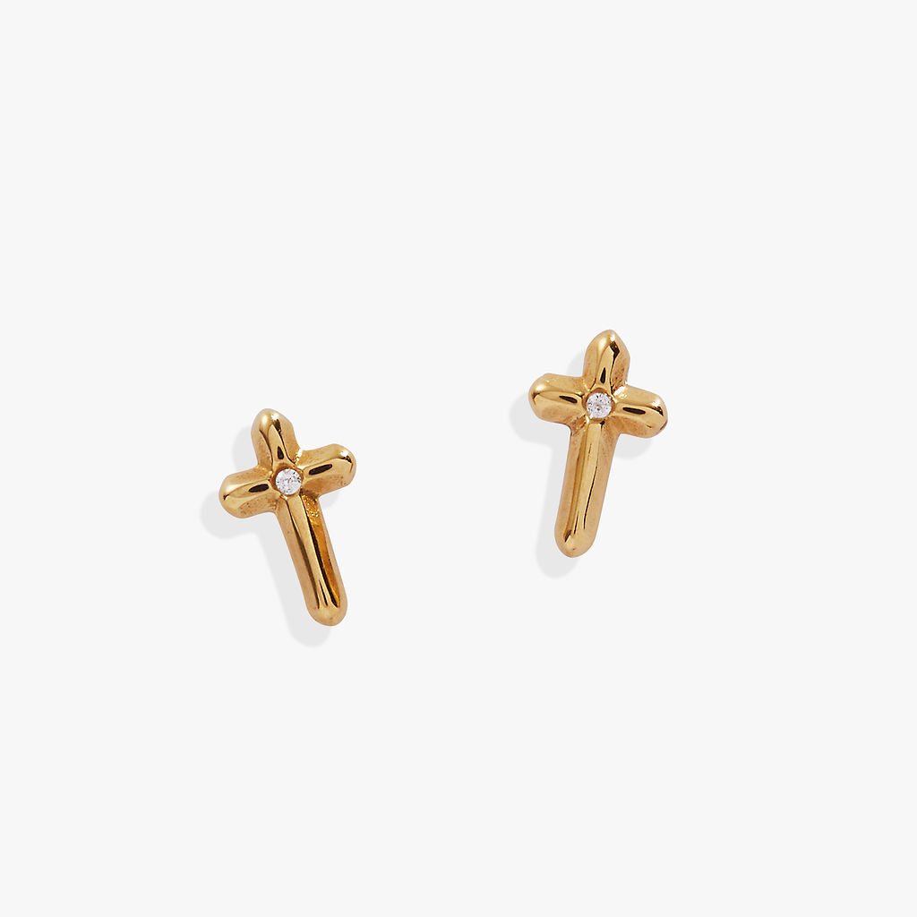 Image of Crystal Cross Mini Stud Earrings