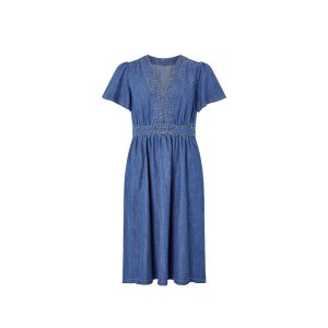 Denim midi dress in lenzing™ tencel™ blue