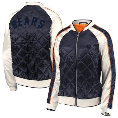 WEAR By Erin Andrews Chicago Bears Women's Navy Quilted Full-Zip Bomber Jacket