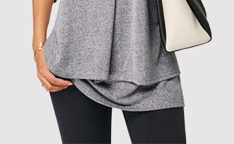 Cowl Neck Long Sleeve Layered Grey T Shirt